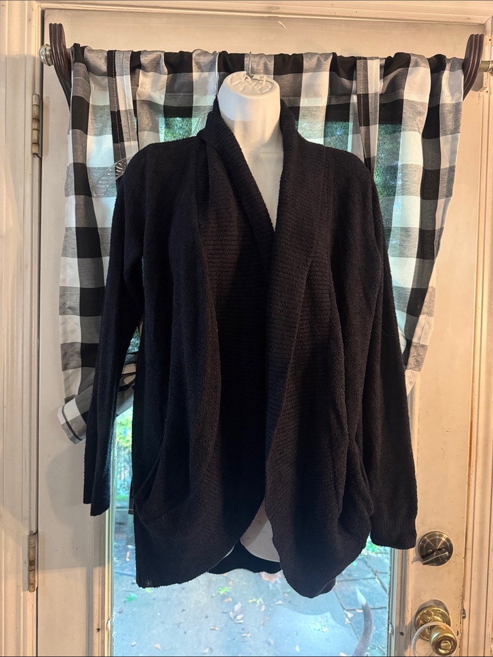 Barefoot Dreams Black Open-Front Shawl Collar Cardigan Medium